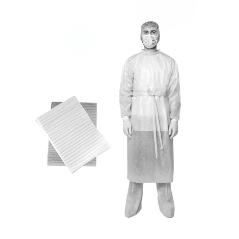 Халат хірургічний, розмір L(50-52), ламінований спанлейс 68g/m2(г/м2), додатково, паперові рушники-2шт, стерильний, одноразового використання,ТМ «АХІЛЛ»